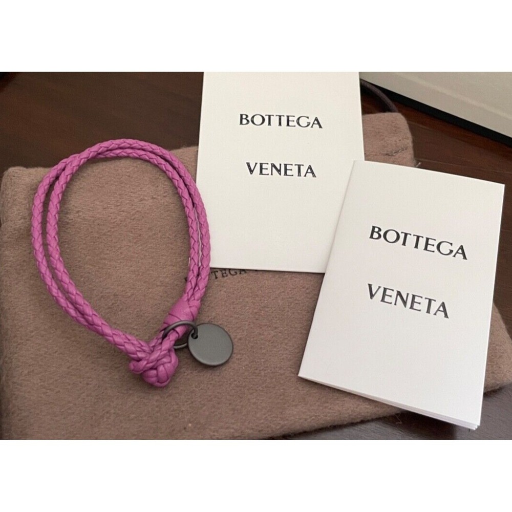 New Bottega Veneta Intrecciato Bracelet Leather Purple Size M